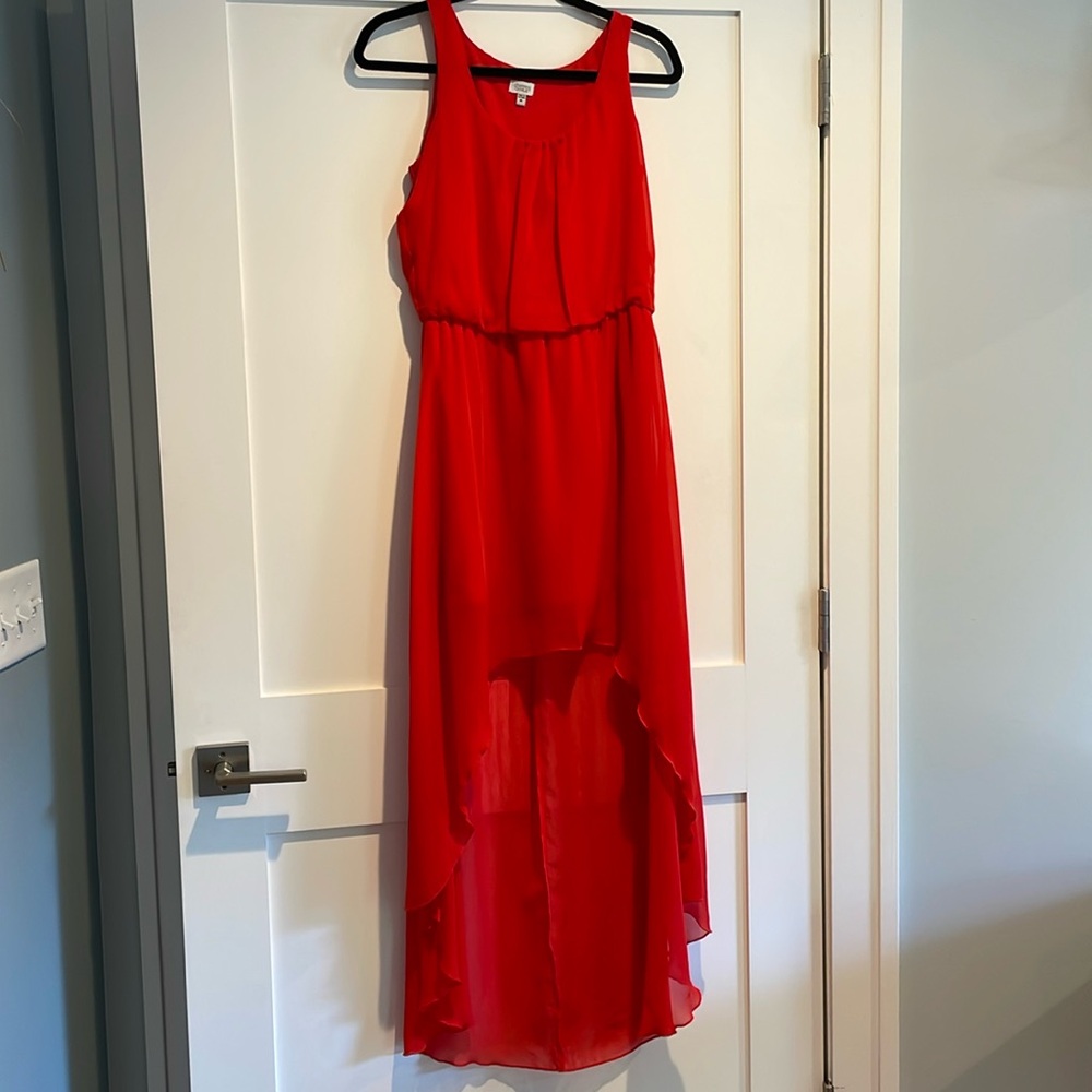 Charming Charlie red high low chiffon dress